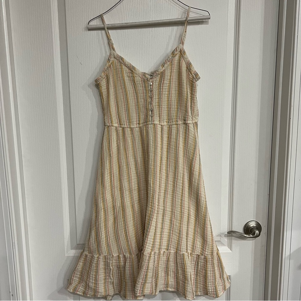 Aerie Sleeveless Striped Dress Tan, XL
